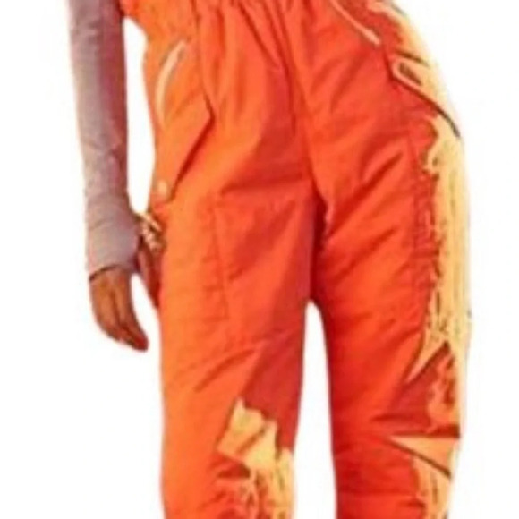 Free People Movement All Prepped Bibb Snow Ski Pants Neon Peach L - Picture 4 of 9